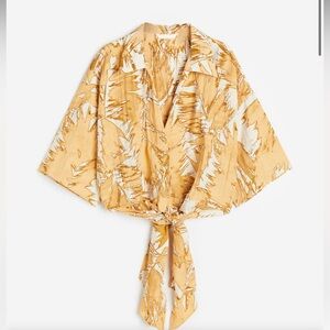 H&M Recycled Polyester Tie Front Blouse